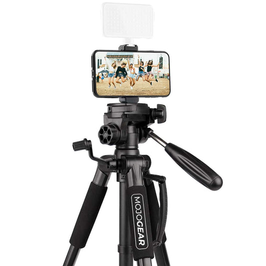 MOJOGEAR 140cm Camera en Telefoon Statief met Premium Telefoonhouder - Grote statieven