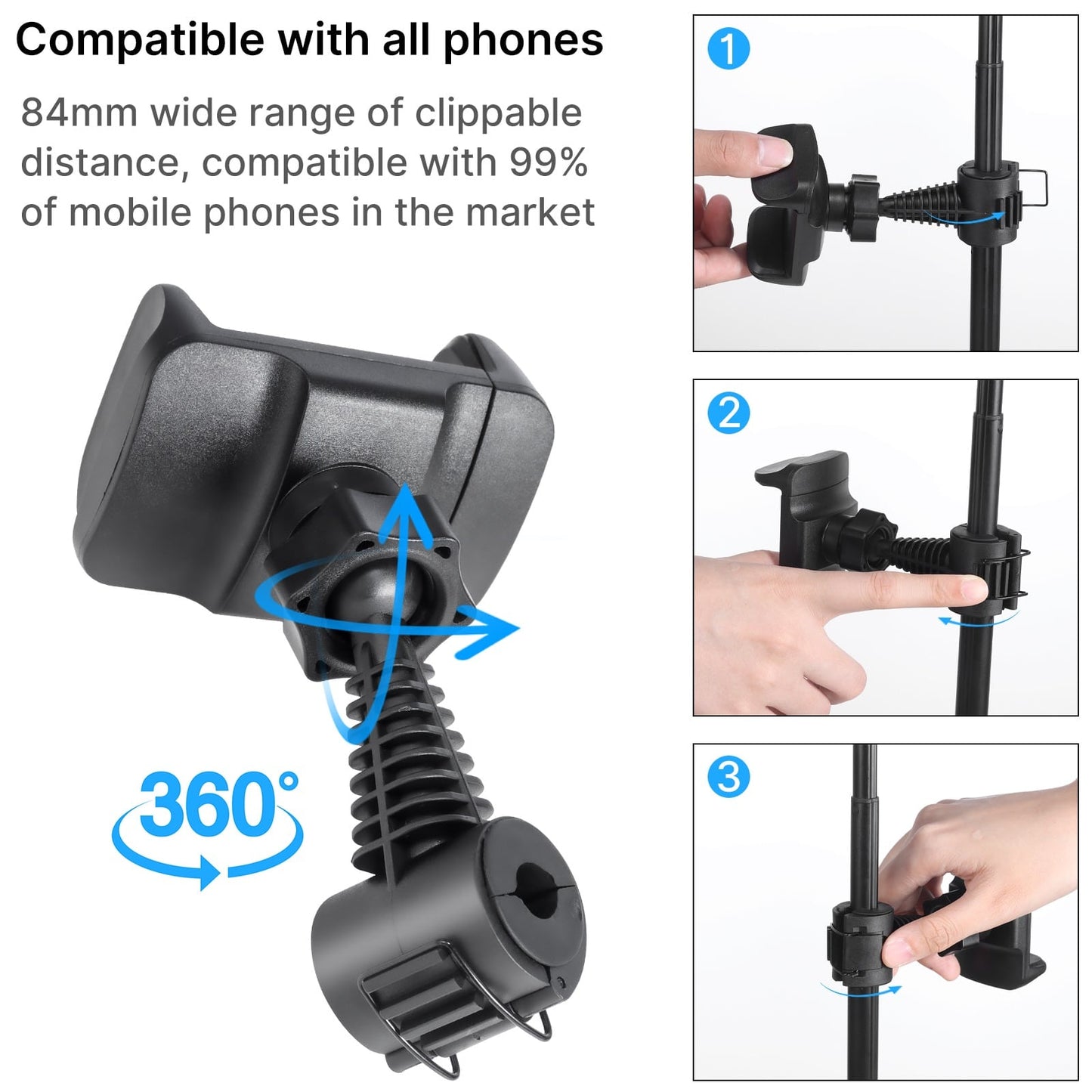 Lampe annulaire VIJIM avec trépied, support de téléphone et télécommande Bluetooth - Ringlampen