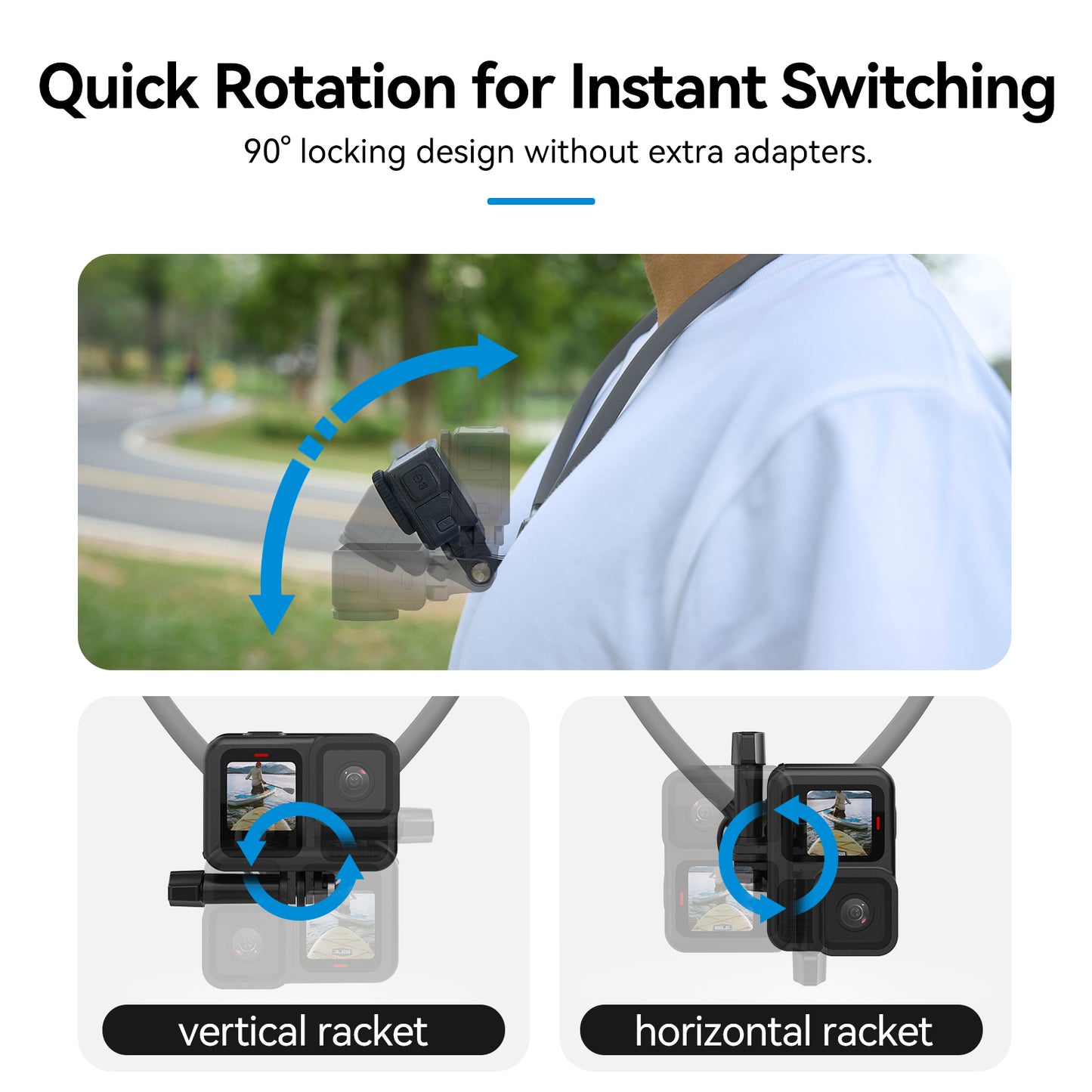 Telesin 360° Halsbandhalterung Kombi - für GoPro & Smartphone - Grau
