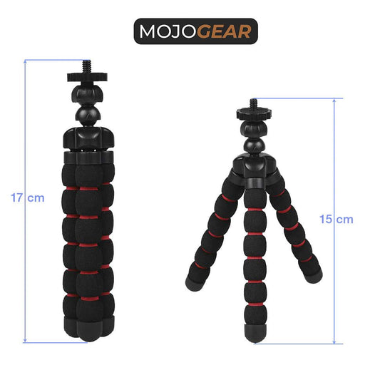 Flexibel mini-statief met schuimrubber poten Zwart/Rood - Flexibele statieven