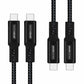 2x MOJOGEAR USB-C naar USB-C kabel 1.5 of 3 meter Extra Sterk [DUOPACK] - Telefoonkabels