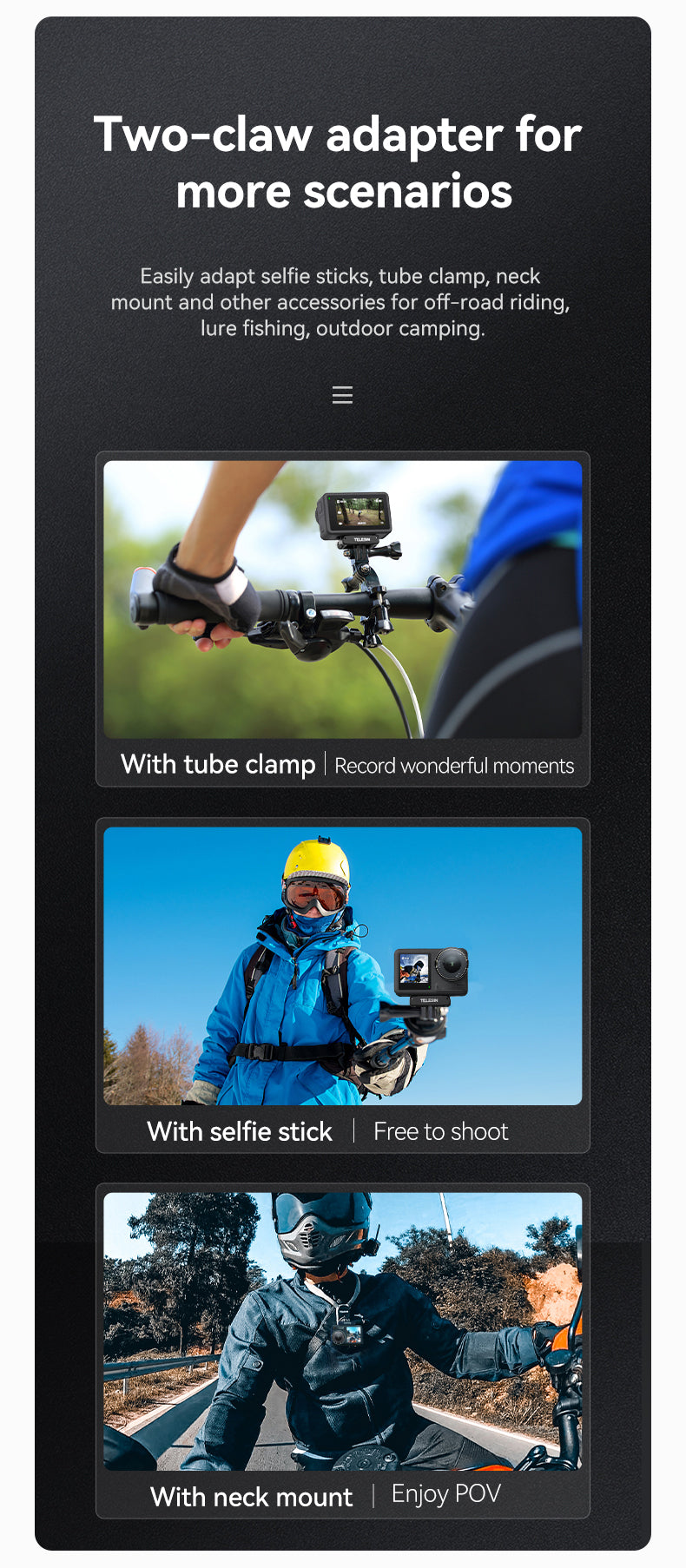 Telesin Magnetische Doppel-Klauenhalterung - DJI Osmo Action 3/4/5