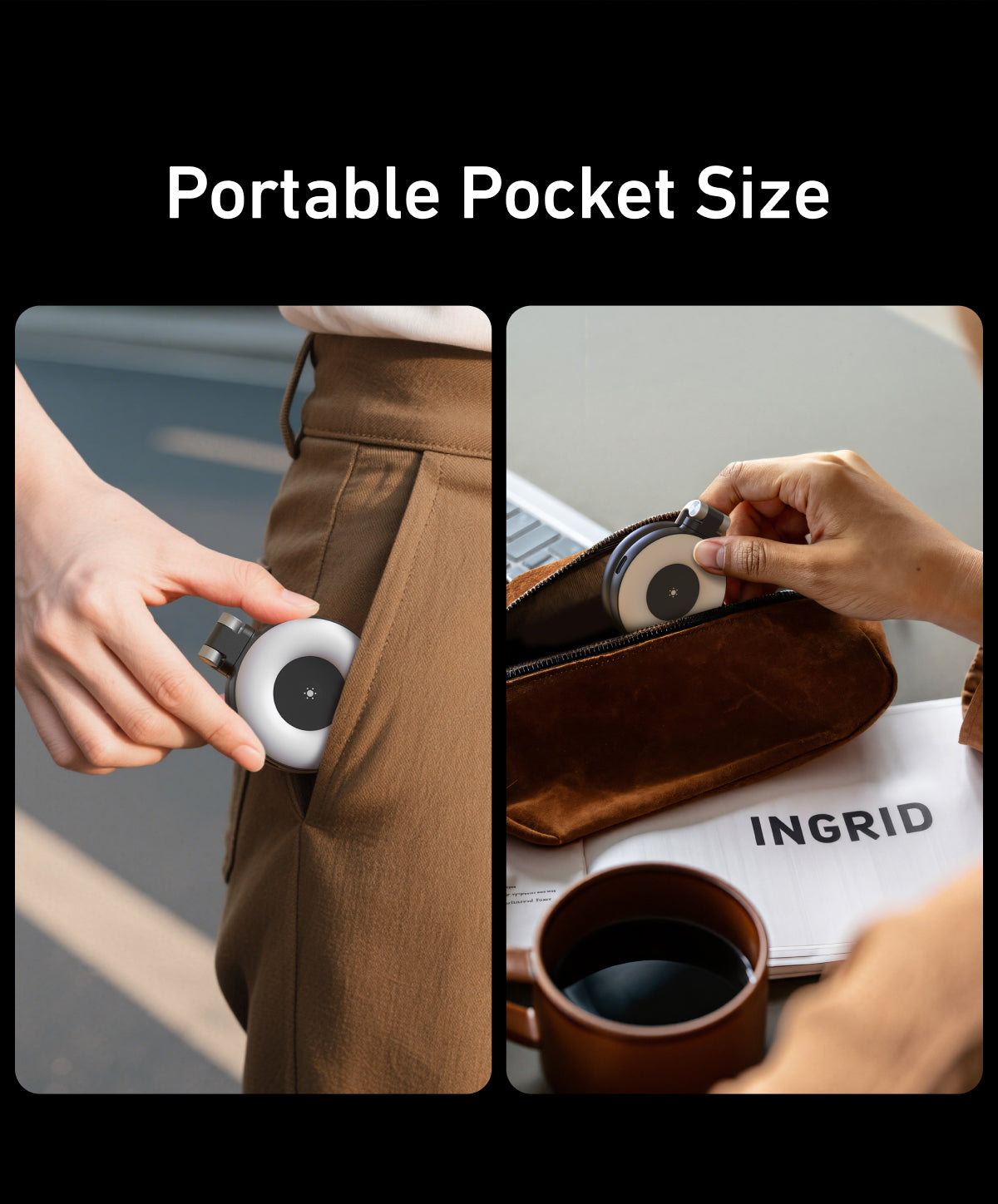 Telesin C03 drehbares MagSafe Selfie-Licht + Spiegel - Schwarz