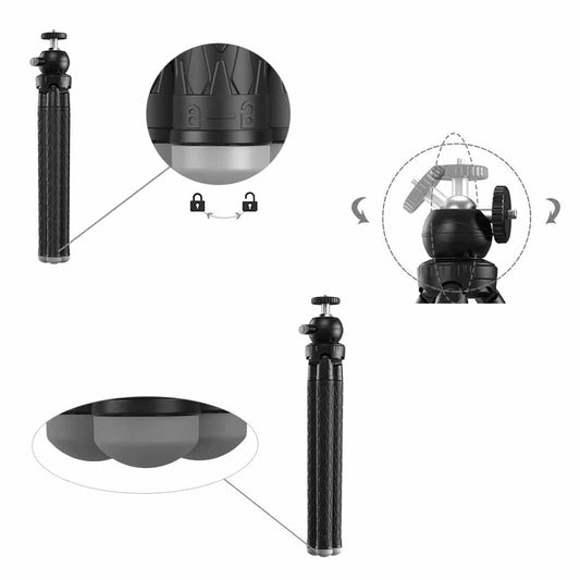 MOJOGEAR Telefoon statief met uitschuifbare poten tot 110cm - met premium telefoonhouder - Grote statieven