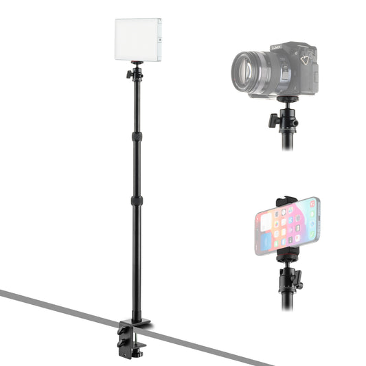 MOJOGEAR uitschuifbaar statief met tafelklem - Inclusief statiefkop en telefoonhouder - Vaste statieven