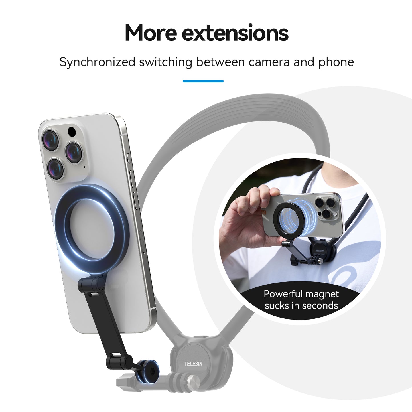 Telesin Nackenhalterung 360º Combo - GoPro & Smartphone - Schwarz