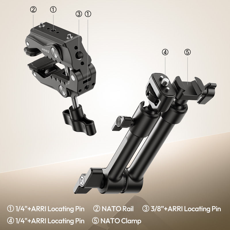 Ulanzi HD02 Magic Arm Kit mit Klemme – Schwarz