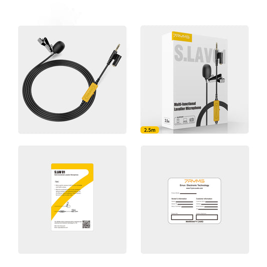 7RYMS S.LAV 01 Lavalier Microfoon (2.5 m.) - Speldmicrofoons
