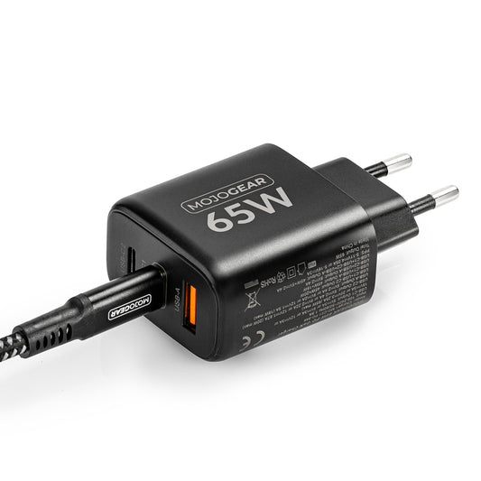 MOJOGEAR CHARGE+ 65W snellader met USB naar USB-C kabel 1,5 meter | Geschikt voor Samsung/iPhone 15/16 - Opladers