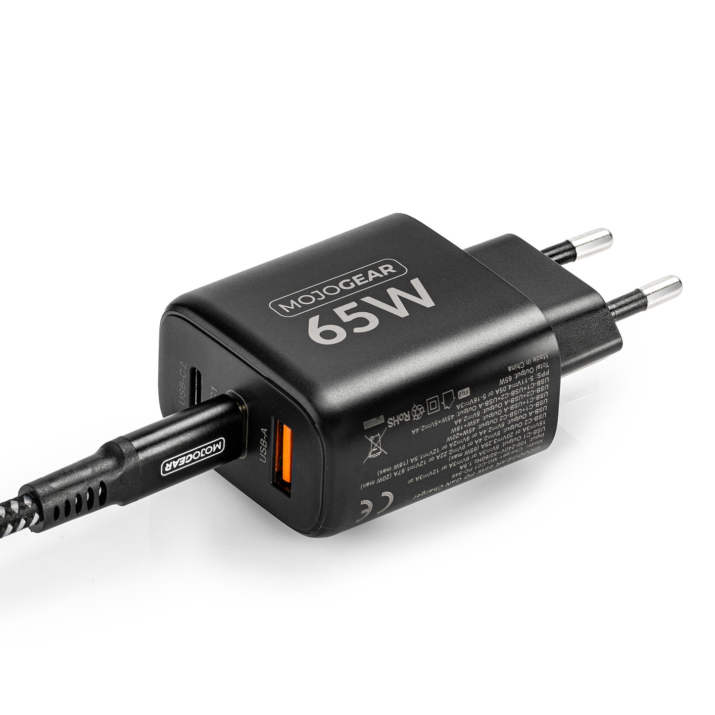 MOJOGEAR CHARGE+ 65W oplader voor iPhone & iPad met Lightning naar USB kabel 1,5 meter | iPhone snellader - Opladers