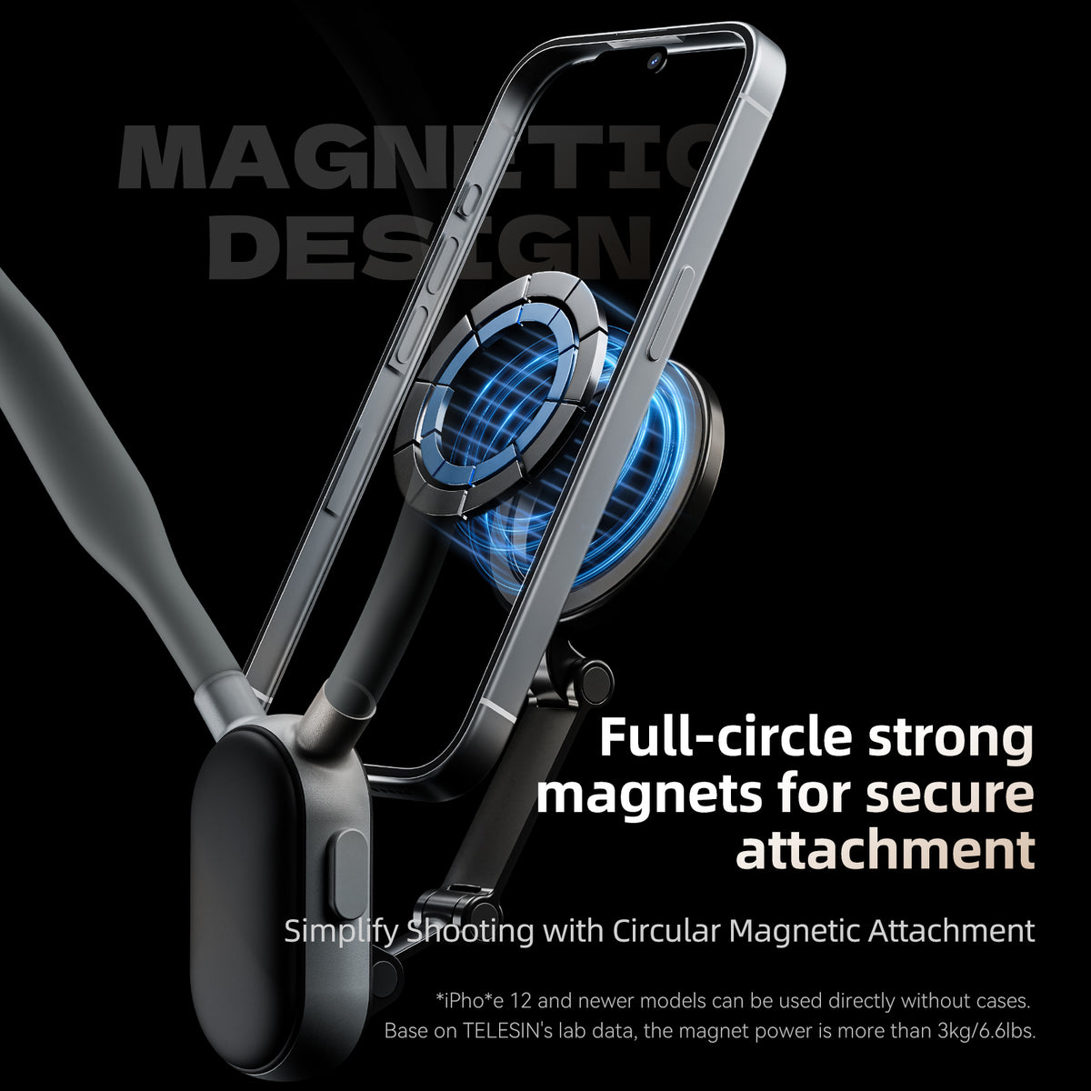 Telesin magnetische neck mount voor smartphone - Grijs - Telefoonhouders
