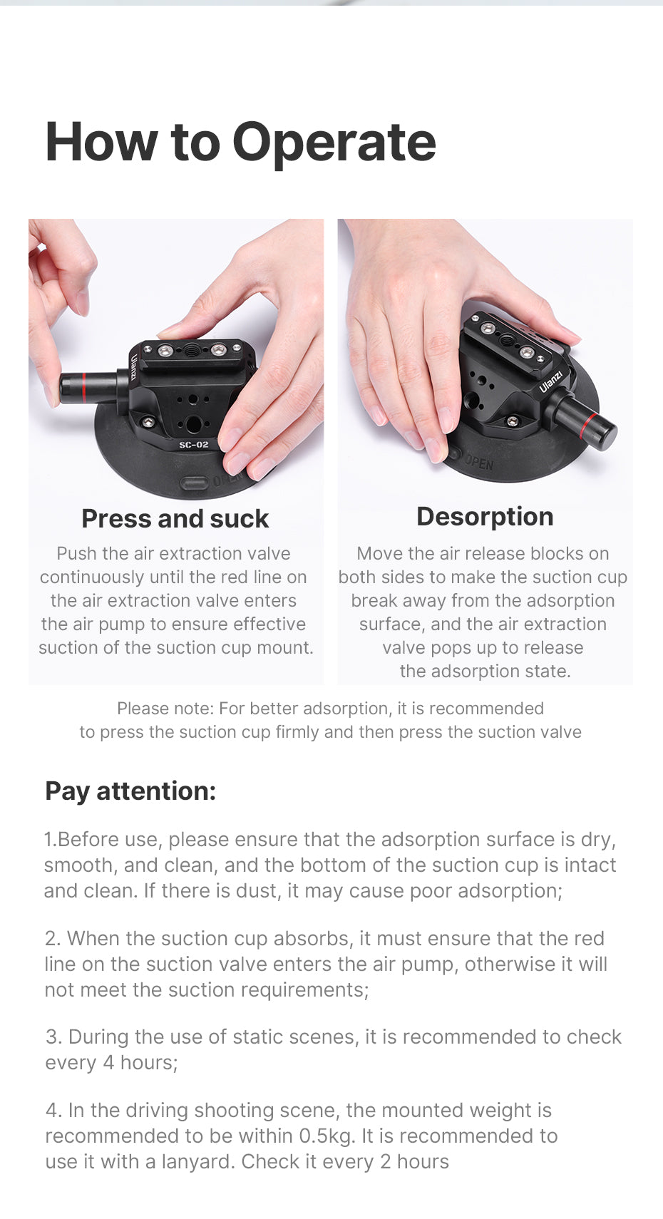 Ulanzi SC-02 Extra Sterke Zuignap 4.5 inch met magic arm voor camera - tot 3kg - Overige producten