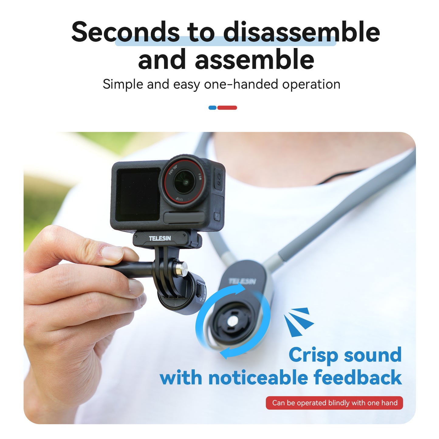 Telesin Nackenhalterung mit Schnellverschluss für GoPro - Extra Groß