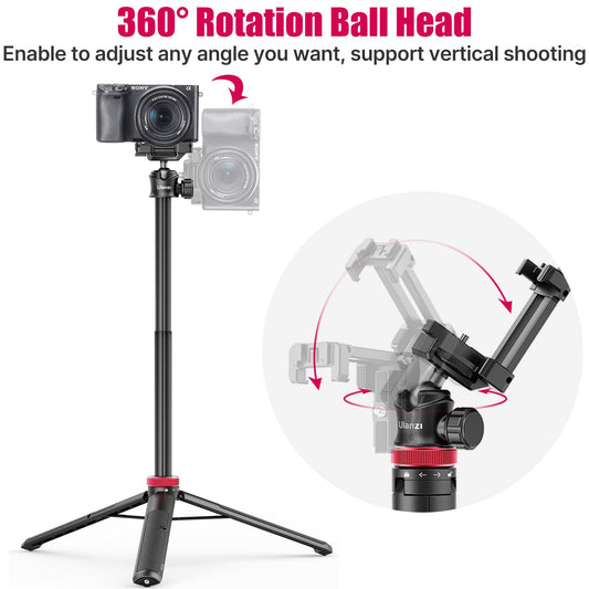 Ulanzi MT-44 Selfiestick Statief voor telefoon en camera - 146cm - Zwart - Selfiesticks