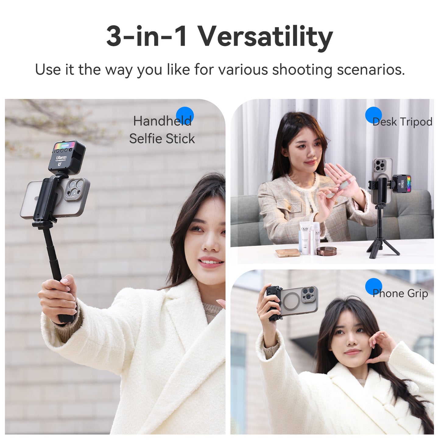 Ulanzi JJ02 Pocket Selfie Stick Stativ mit Bluetooth-Fernbedienung