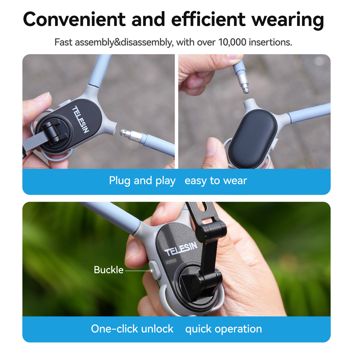 Telesin MagSafe Smartphone neck mount extra groot - Sky Blue - Telefoonhouders