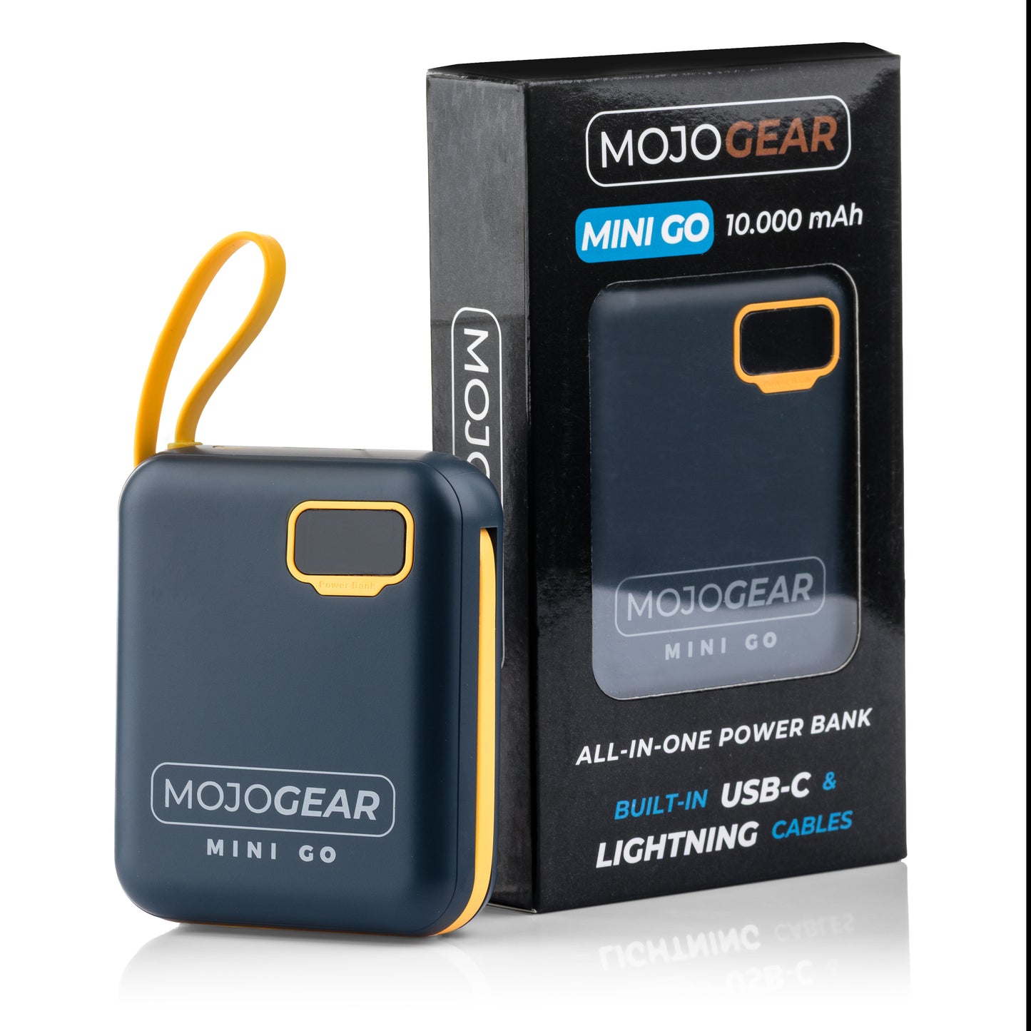 MOJOGEAR MINI GO 10.000mAh powerbank met kabels - Blauw - Powerbanks