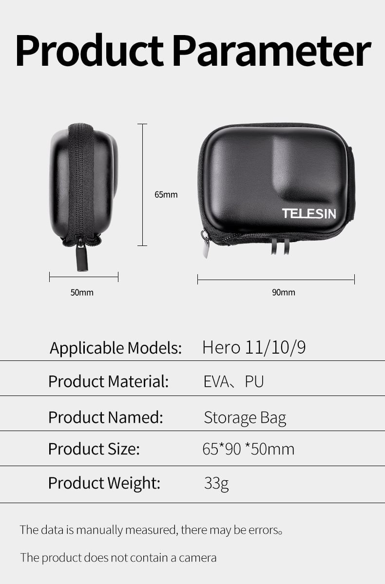 Telesin Opberghoes voor GoPro 9 / GoPro 10 / GoPro 11 / GoPro 12 - Zwart/Grijs - GoPro Cases & behuizingen